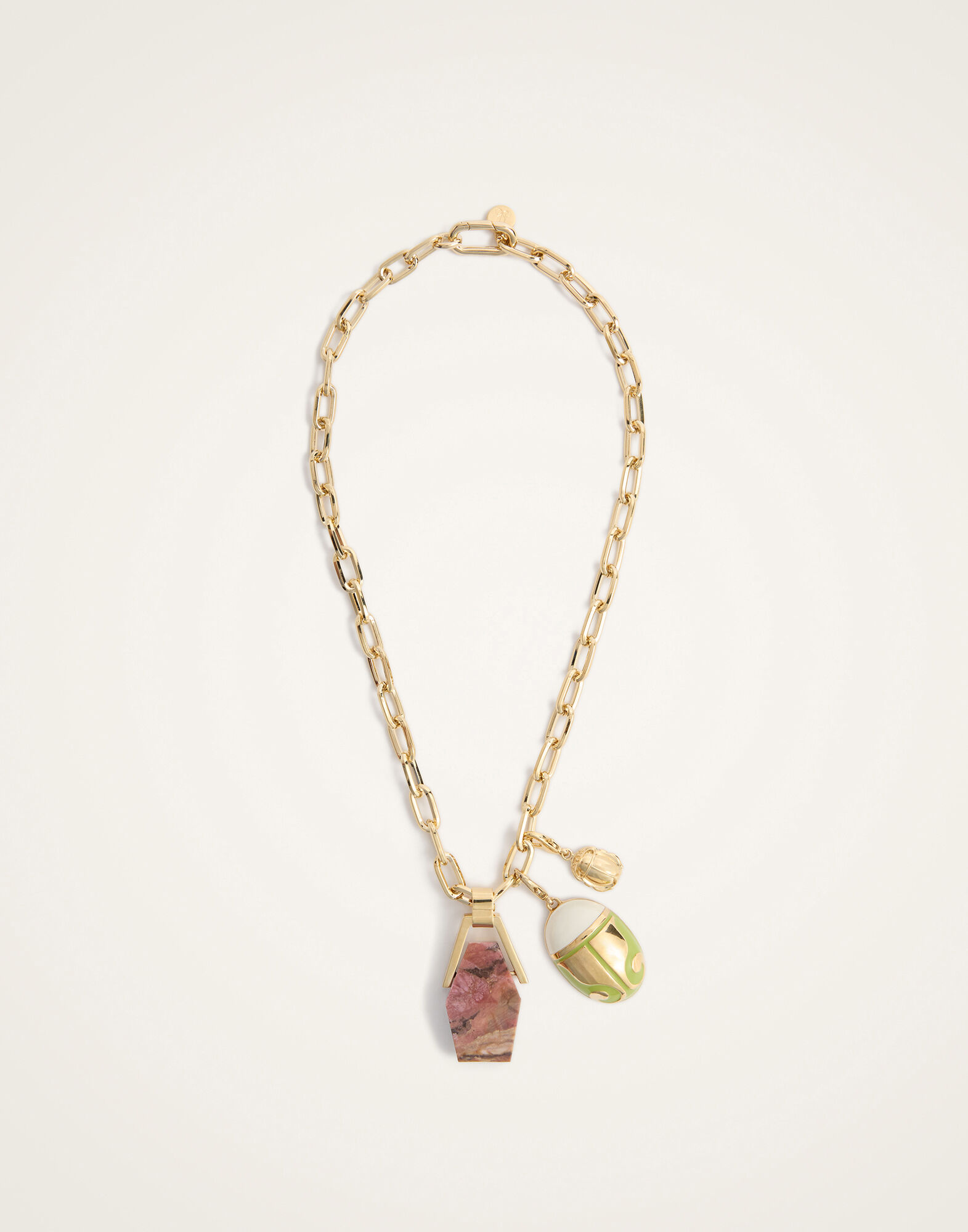 La DoubleJ Portal Necklace 24K Gold Plate & Rhodonite NEC0021BRA003RHO01YE05