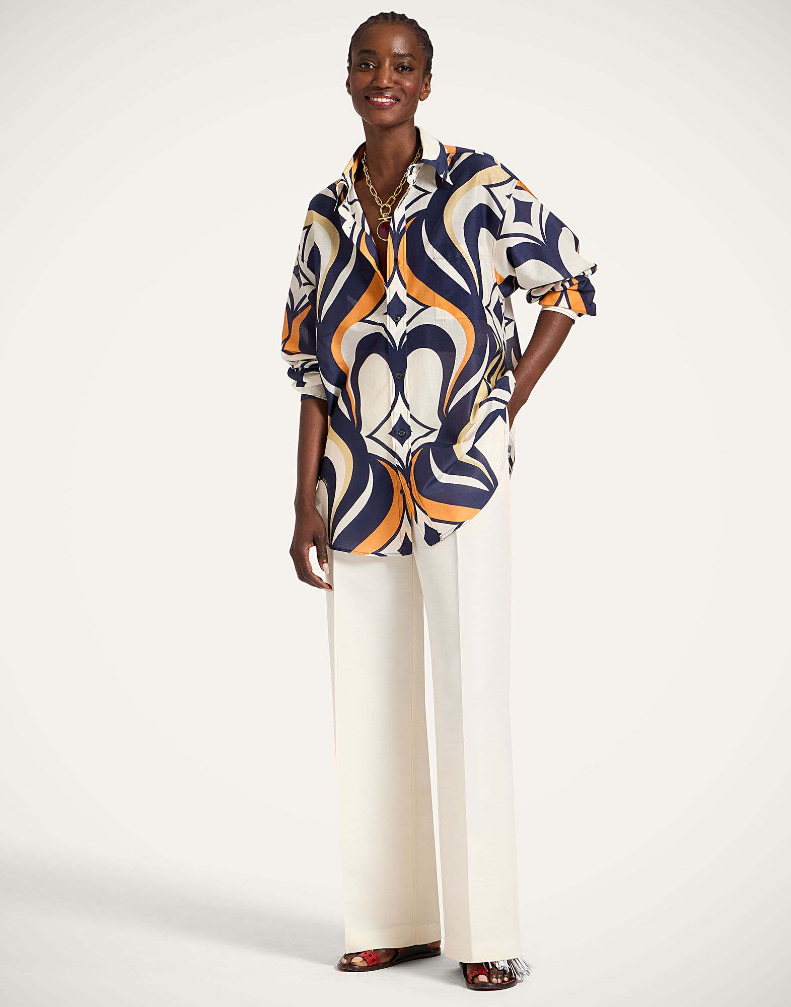 La DoubleJ Better Than Your Boyfriend's Shirt Jive Macro White SHI0133SIL010JIV04WH01