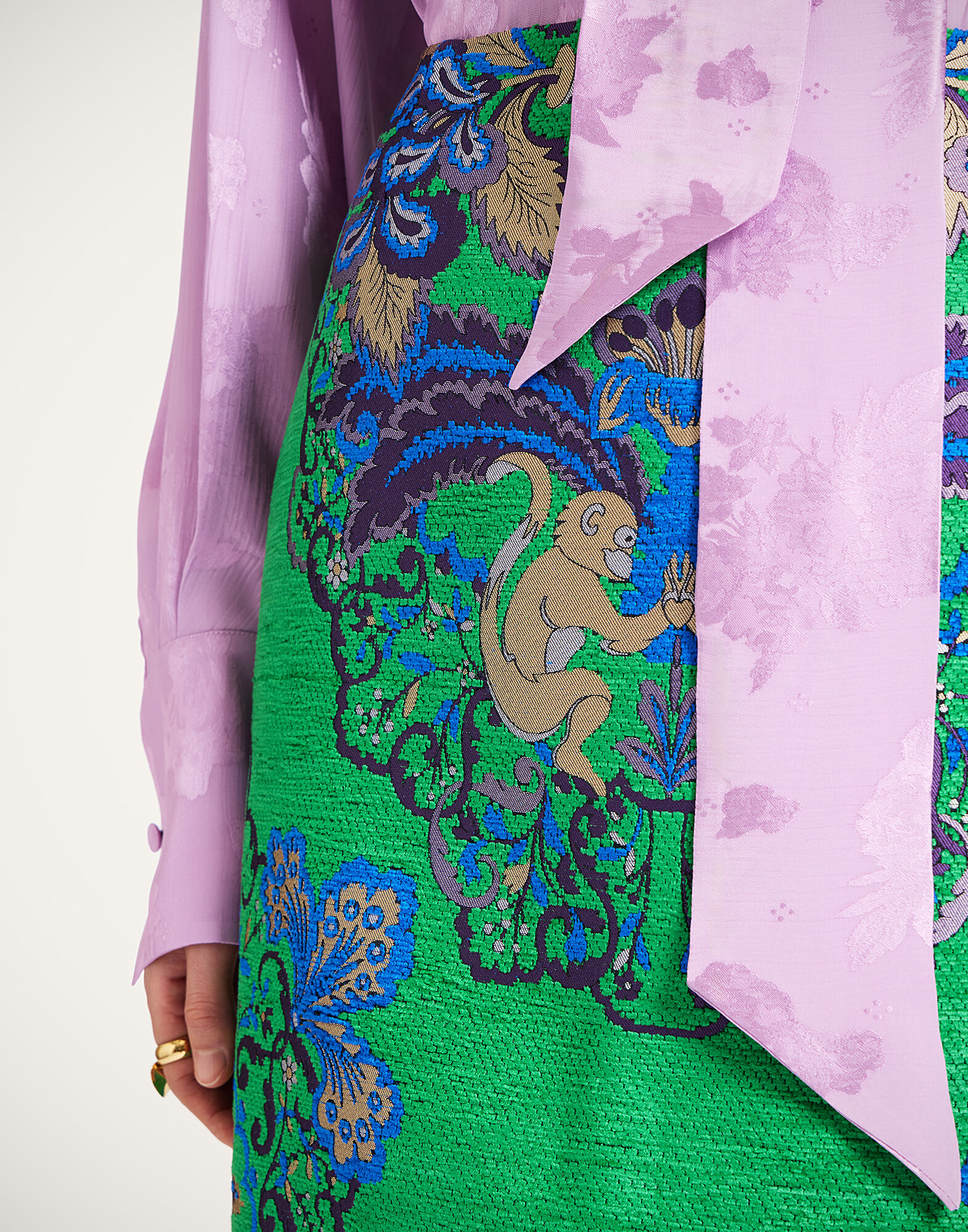 La DoubleJ Pencil Skirt Cornucopia Plac&eacute;e Green SKI0011JCQ130CRN02GR02