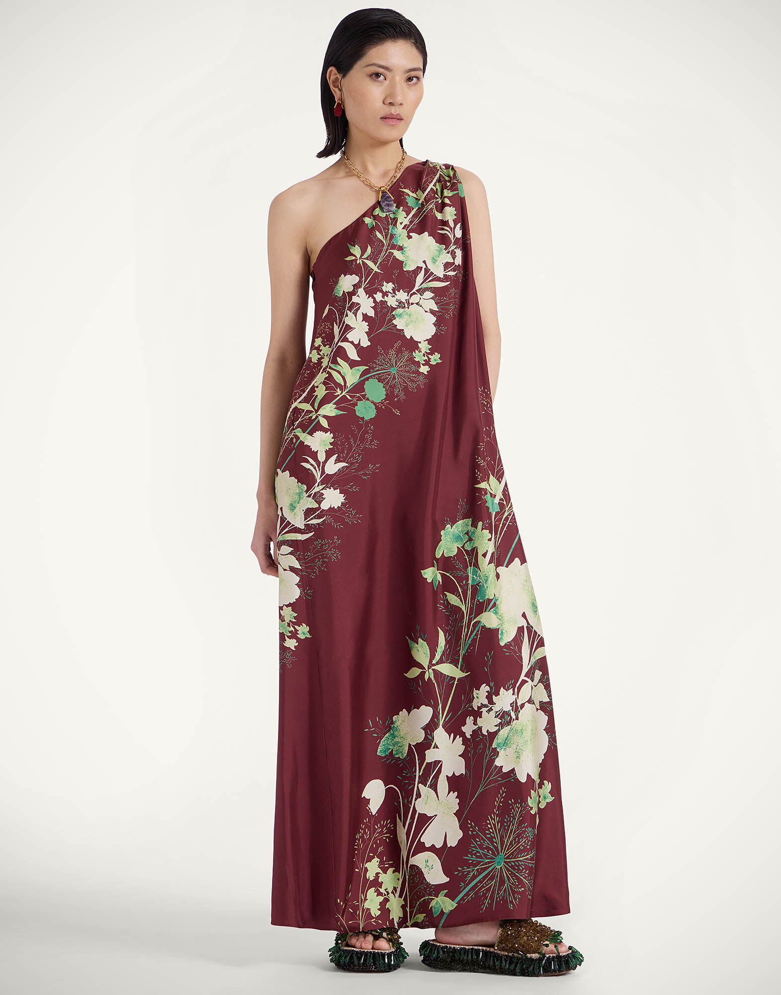 La DoubleJ Roy Dress Woodland Plac&eacute;e Burgundy DRE0304SIL006WOD01RE02