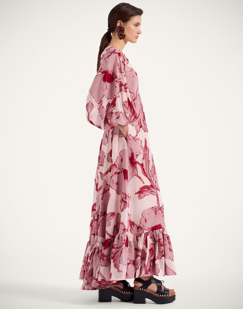 Eve-Ning V Dress in Sylph Fil Coupé Pink for Women | La DoubleJ US