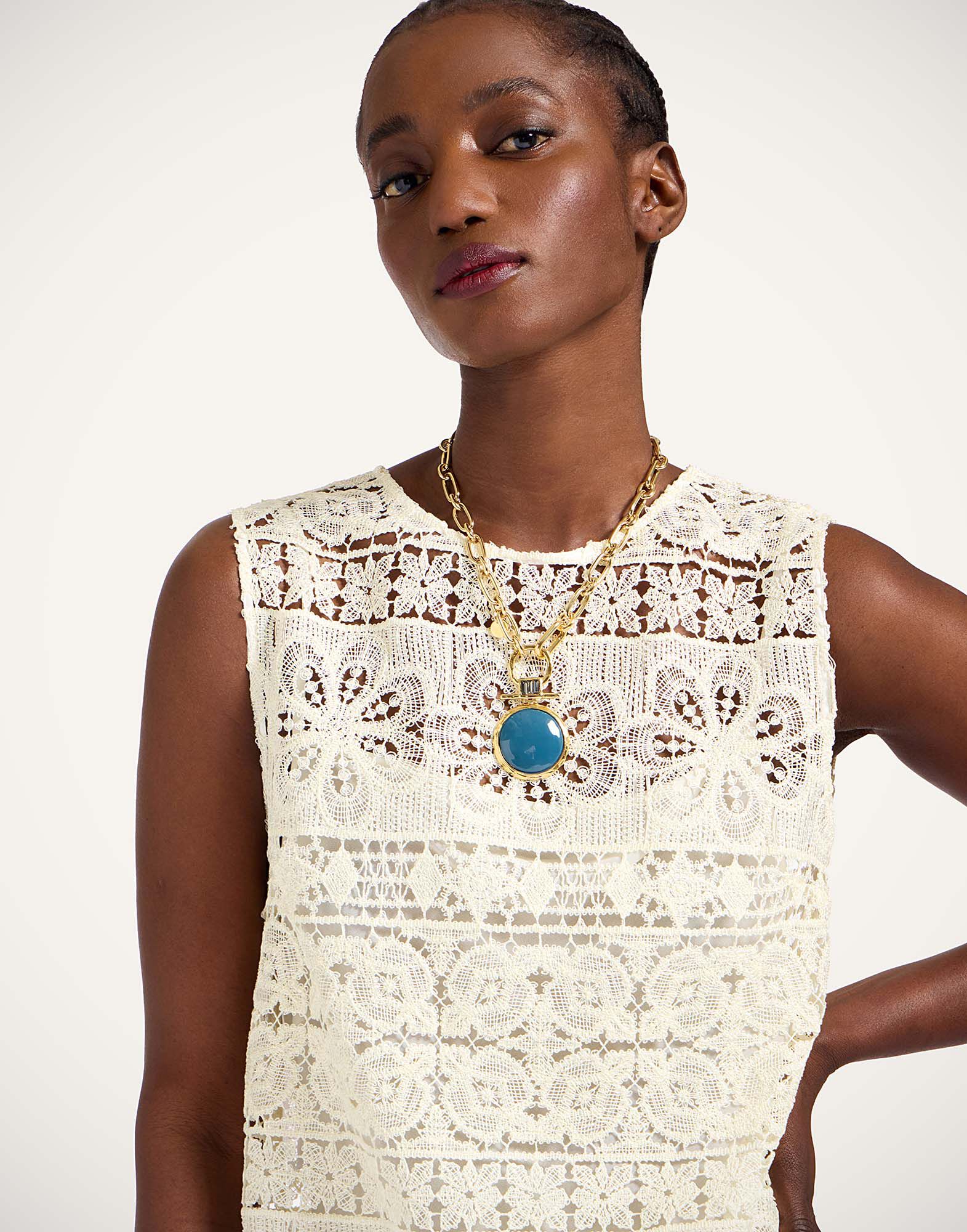 La DoubleJ Column Dress Caper Light Yellow DRE0389EMB104CEP03YE01