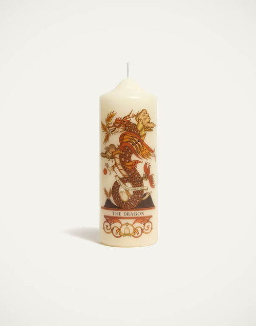 La DoubleJ Printed Pillar Candle The Dragon Multicolor CAN0011WAX001DRG01MU01