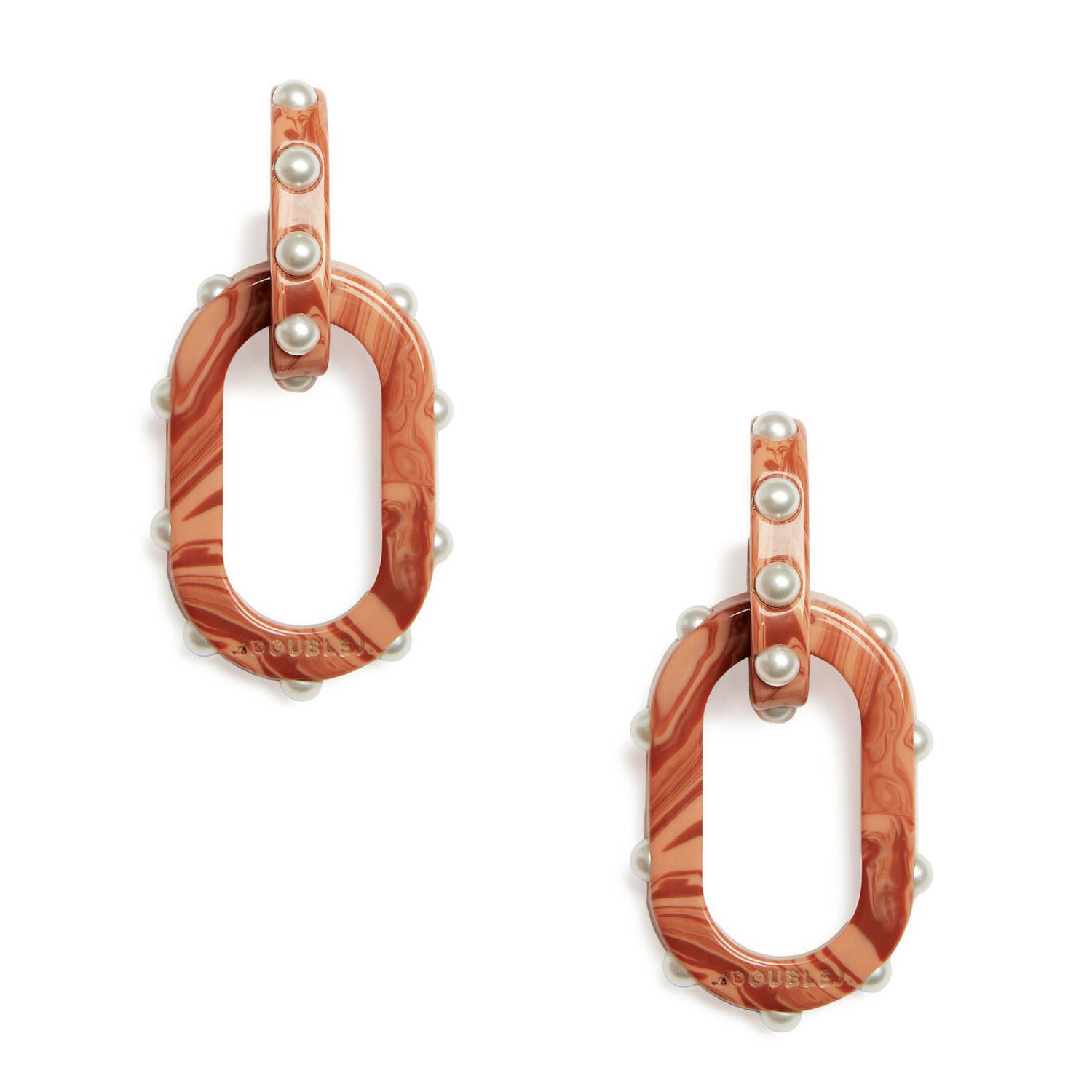 Shop La Doublej Nefertiti Double Earrings In Solid Pink