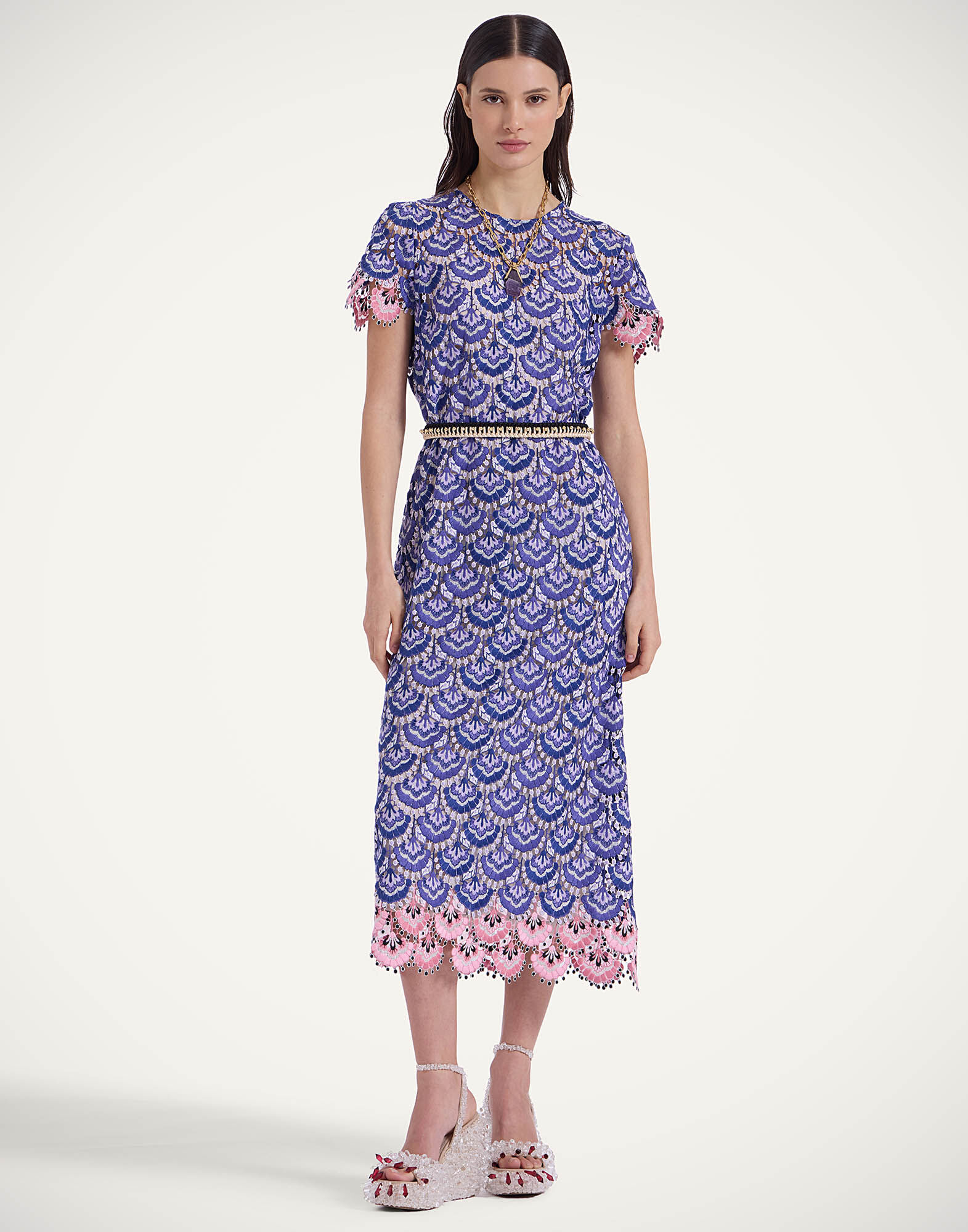 La DoubleJ Super Swing Dress In Bloom Blue DRE0894EMB085BLO01BU03