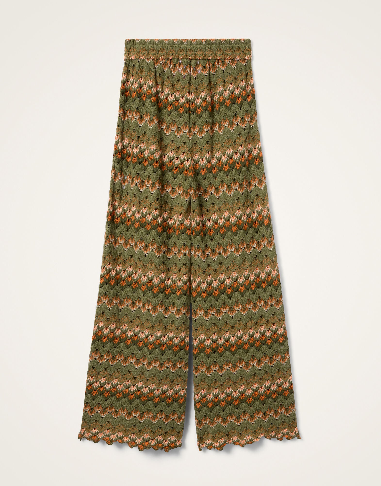 La DoubleJ Palazzo Pants Multicolor Green & Orange TRO0003COT091SOLIDGR02