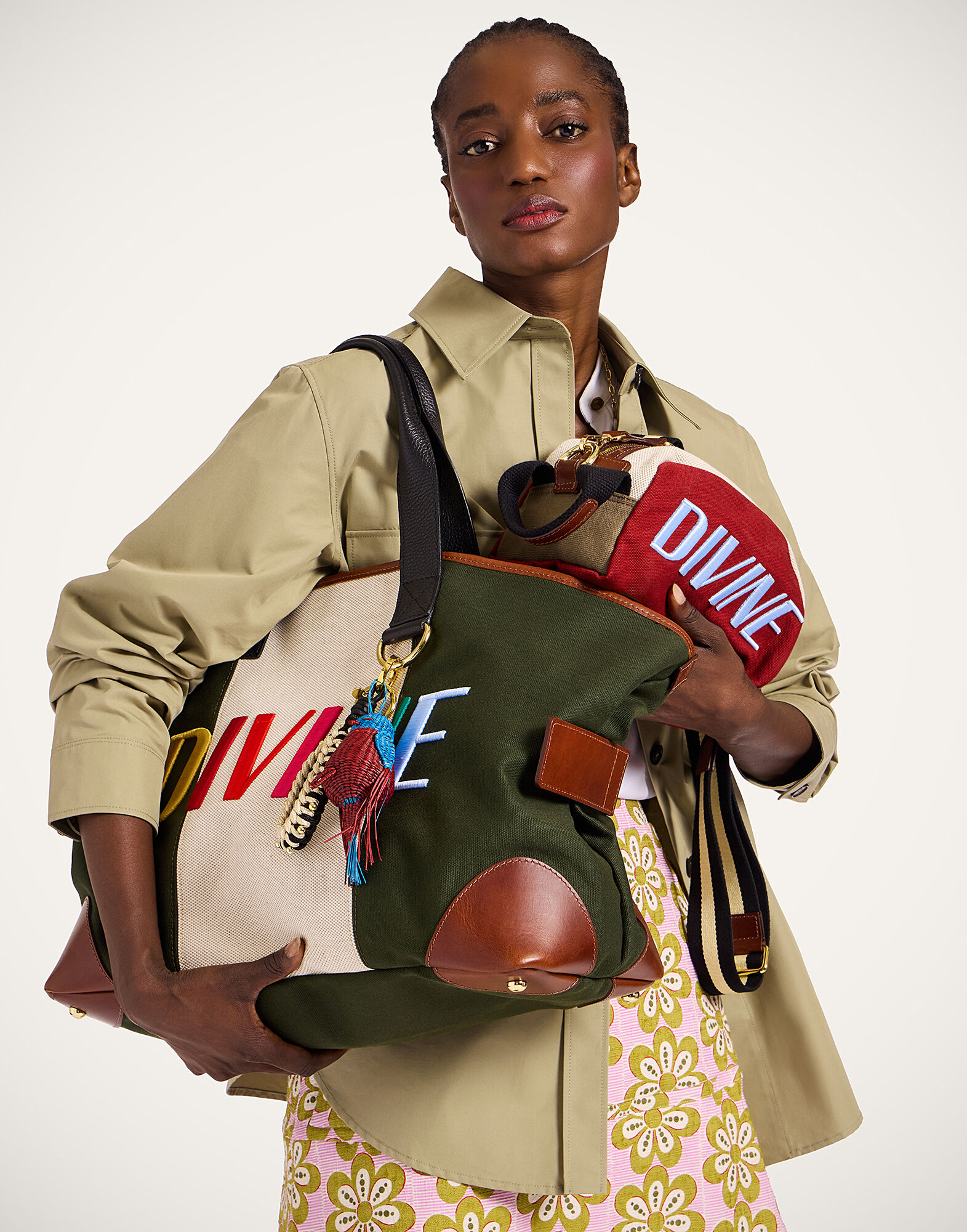 La DoubleJ Divine Tote Bag Solid Dark Green BAG0091COT079SOLIDGR03