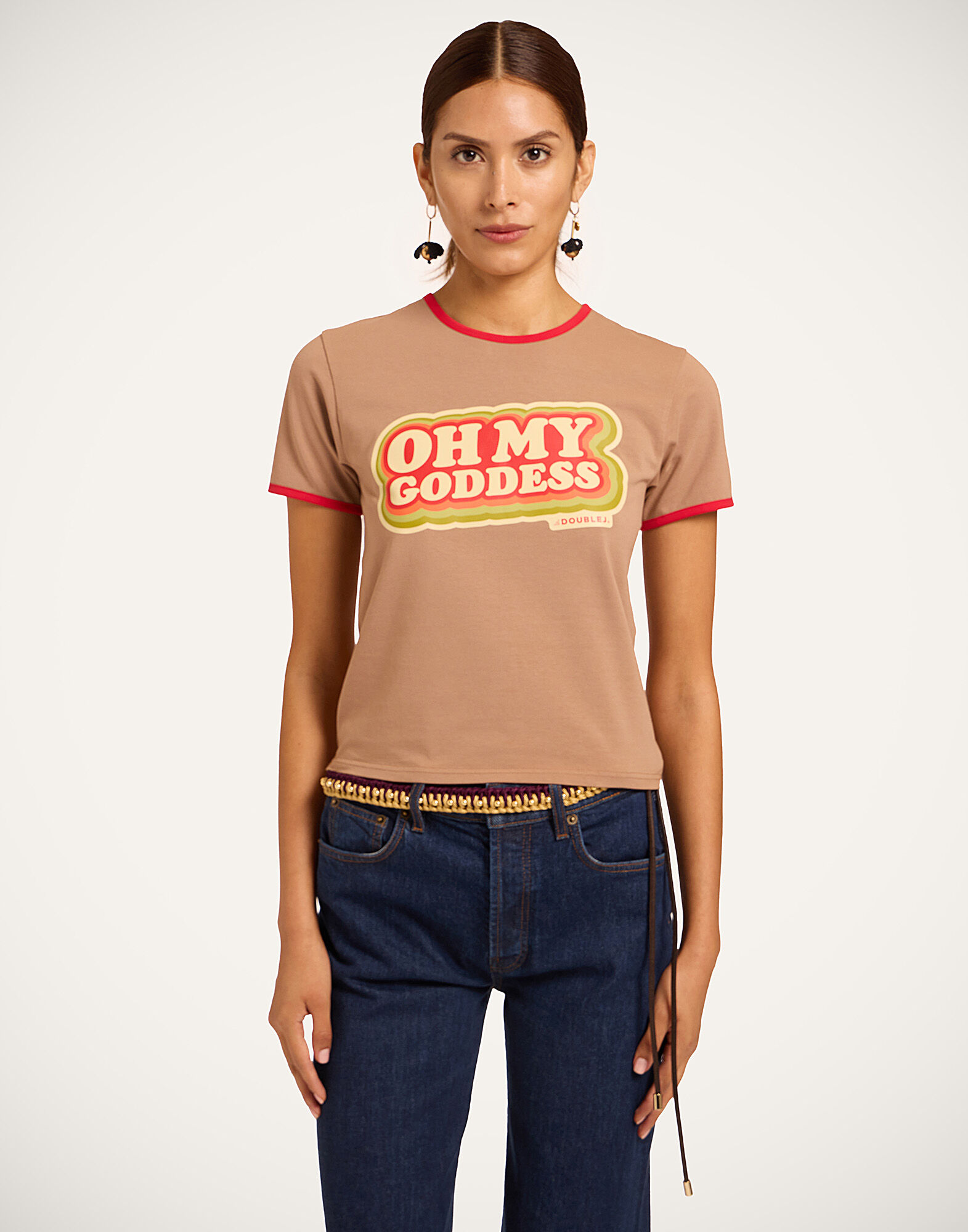 La DoubleJ The Cu-Tee Crop Solid Beige TSH0068JER076SOP12BR01