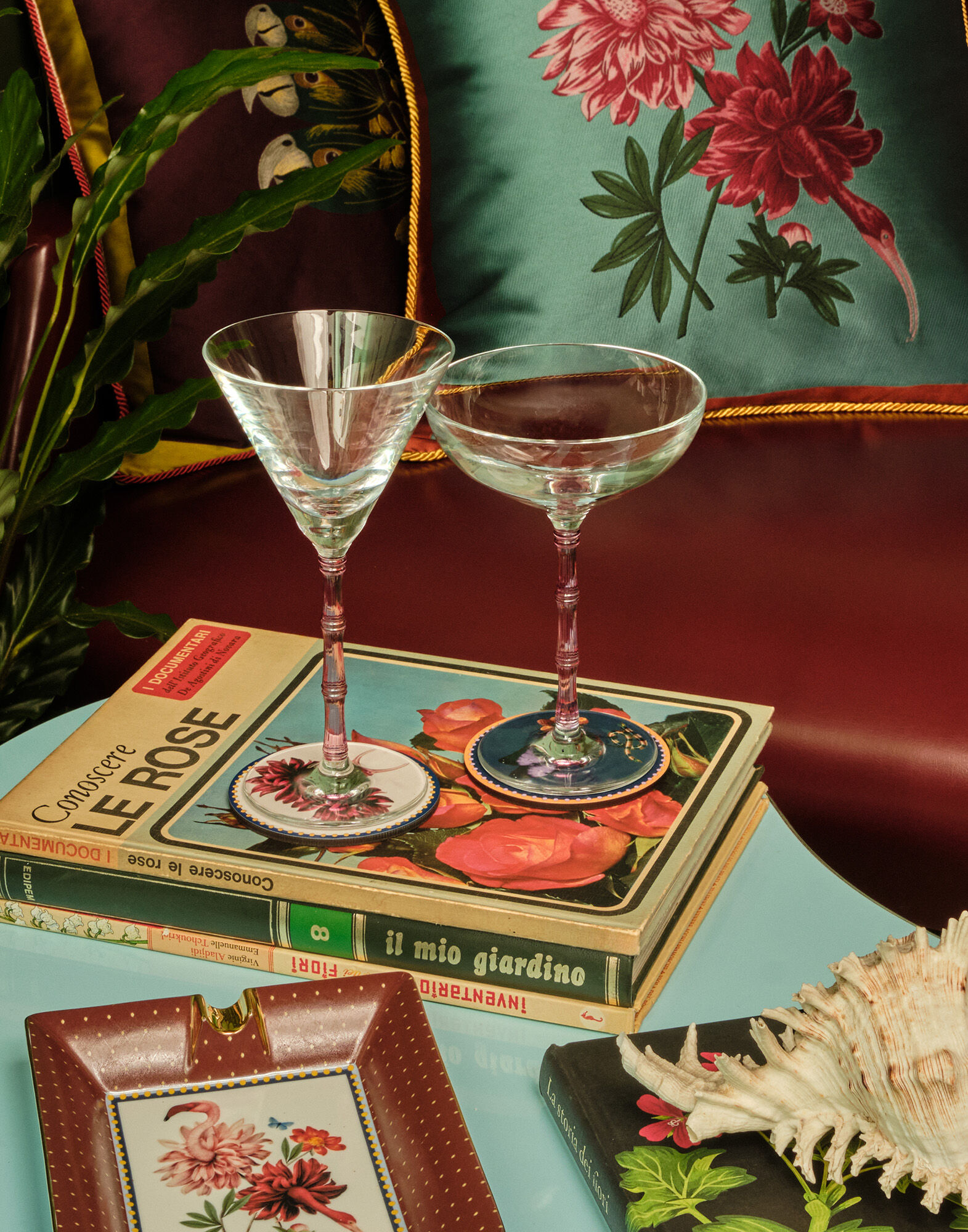 La DoubleJ Bamboo Martini Glasses Set Of 2 Solid Pink GLA0051GLS002SOLIDPI01