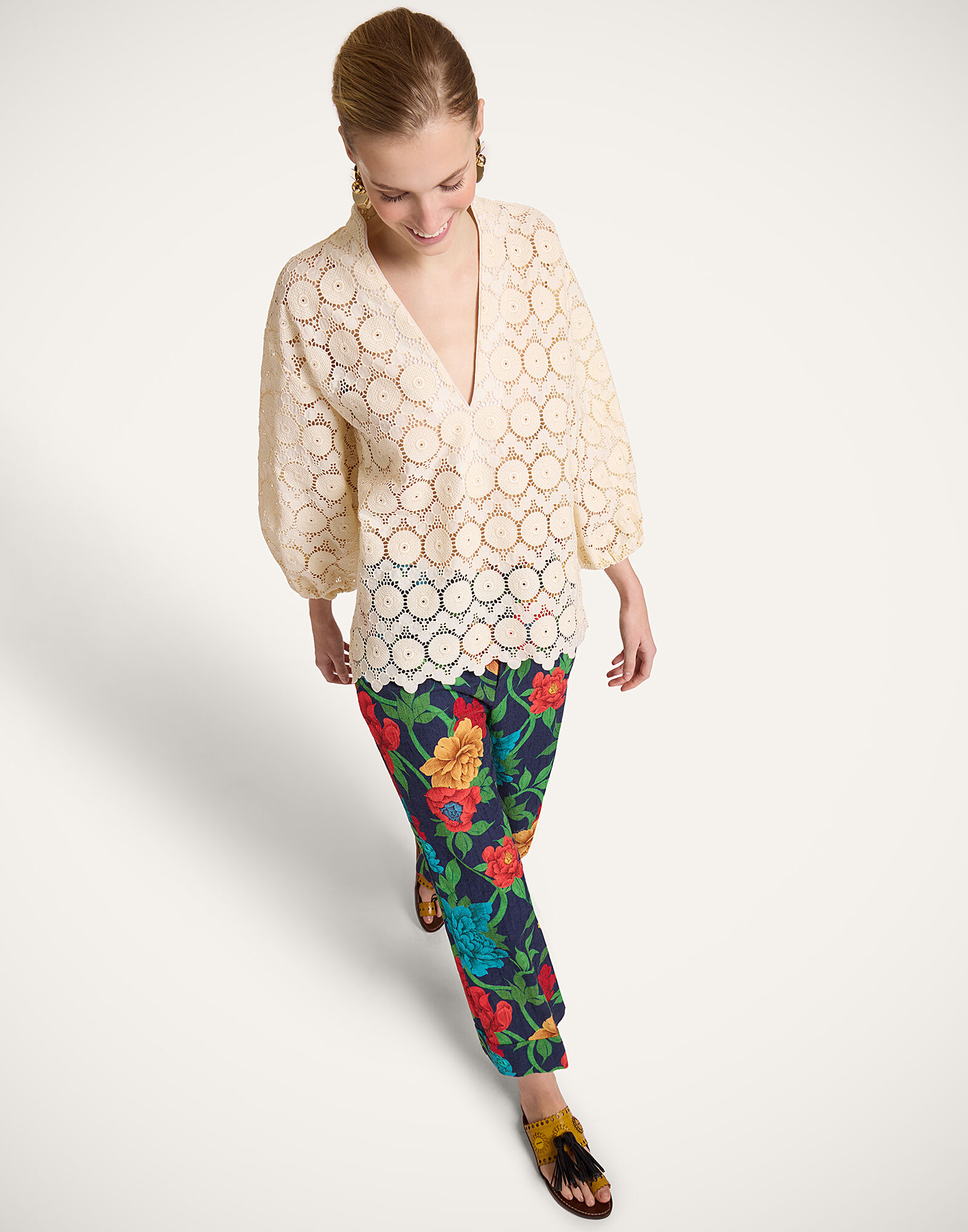 La DoubleJ Jackie Shirt Evil Eye Ivory SHI0093EMB032EVI01WH04