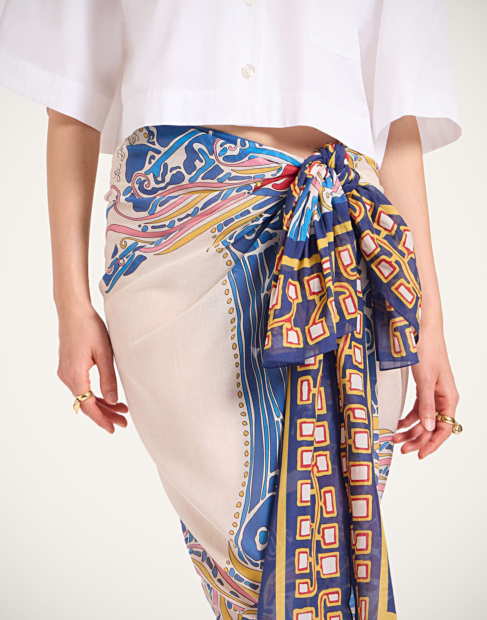 La DoubleJ Pareo Lemuria Plac&eacute;e Blue SCA0051COT021LEM02BU03