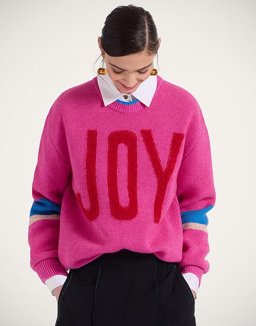 La DoubleJ Joy Sweater Color Block Pink & Red PUL0248KNI156VA353PI01