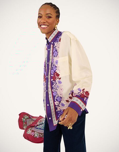 La DoubleJ Better Than Your Boyfriend's Shirt Regalia Plac&eacute;e Ecru SHI0092SIL009REG02BR05