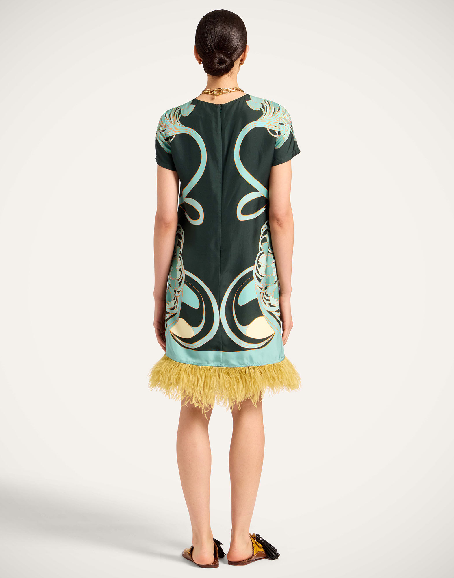 La DoubleJ Mini Swing Dress Blooming Tulip Plac&eacute;e Dark Green DRE0963SIL026BTU01GR03