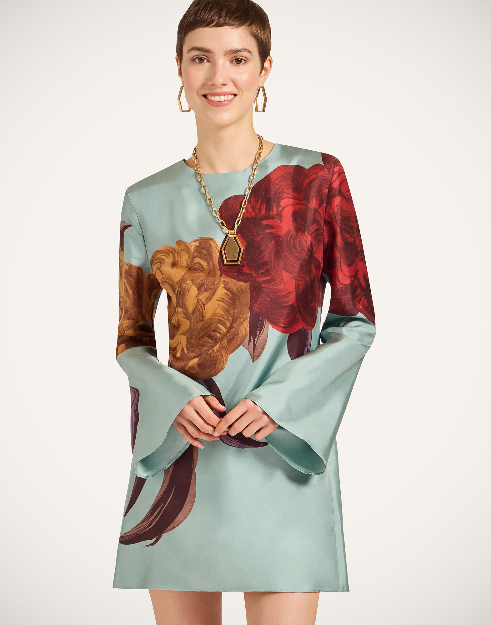 La DoubleJ Mini Supremes Swing Dress Peony Plac&eacute;e Light Blue DRE0619SIL001PEO06BU01