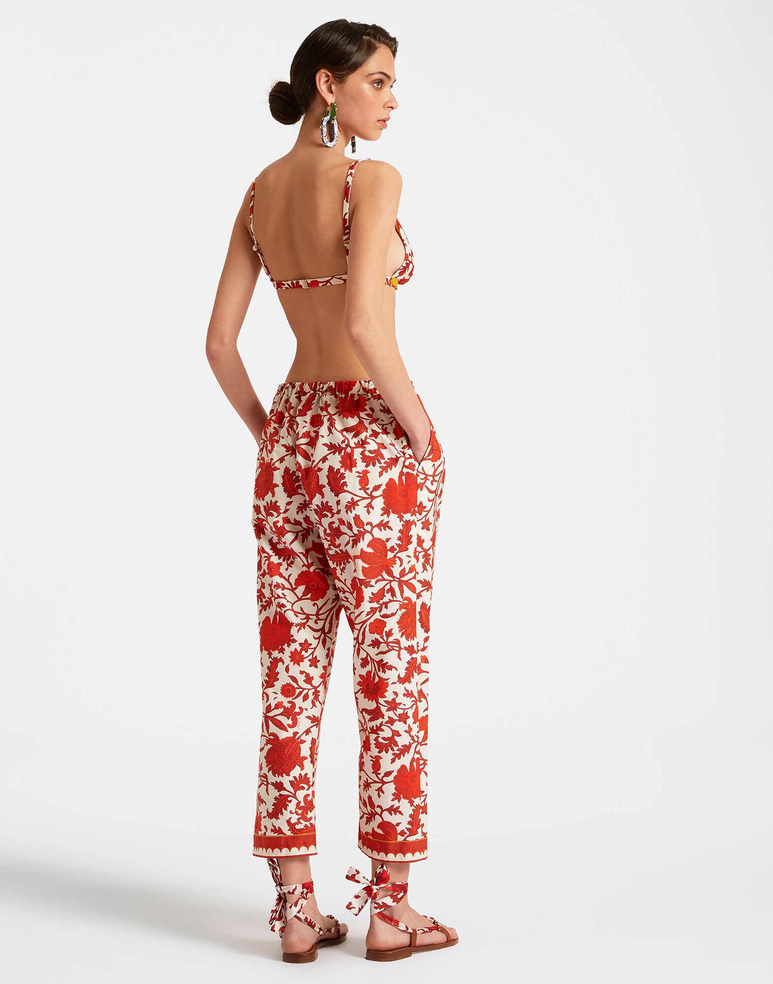 La DoubleJ Drawstring Pants Dragonflower Mini Red TRO0053COT039DRE02RE01