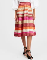 La DoubleJ Reina Embroidered Skirt Color Block Orange SKI0121RAF009CLB19OR02