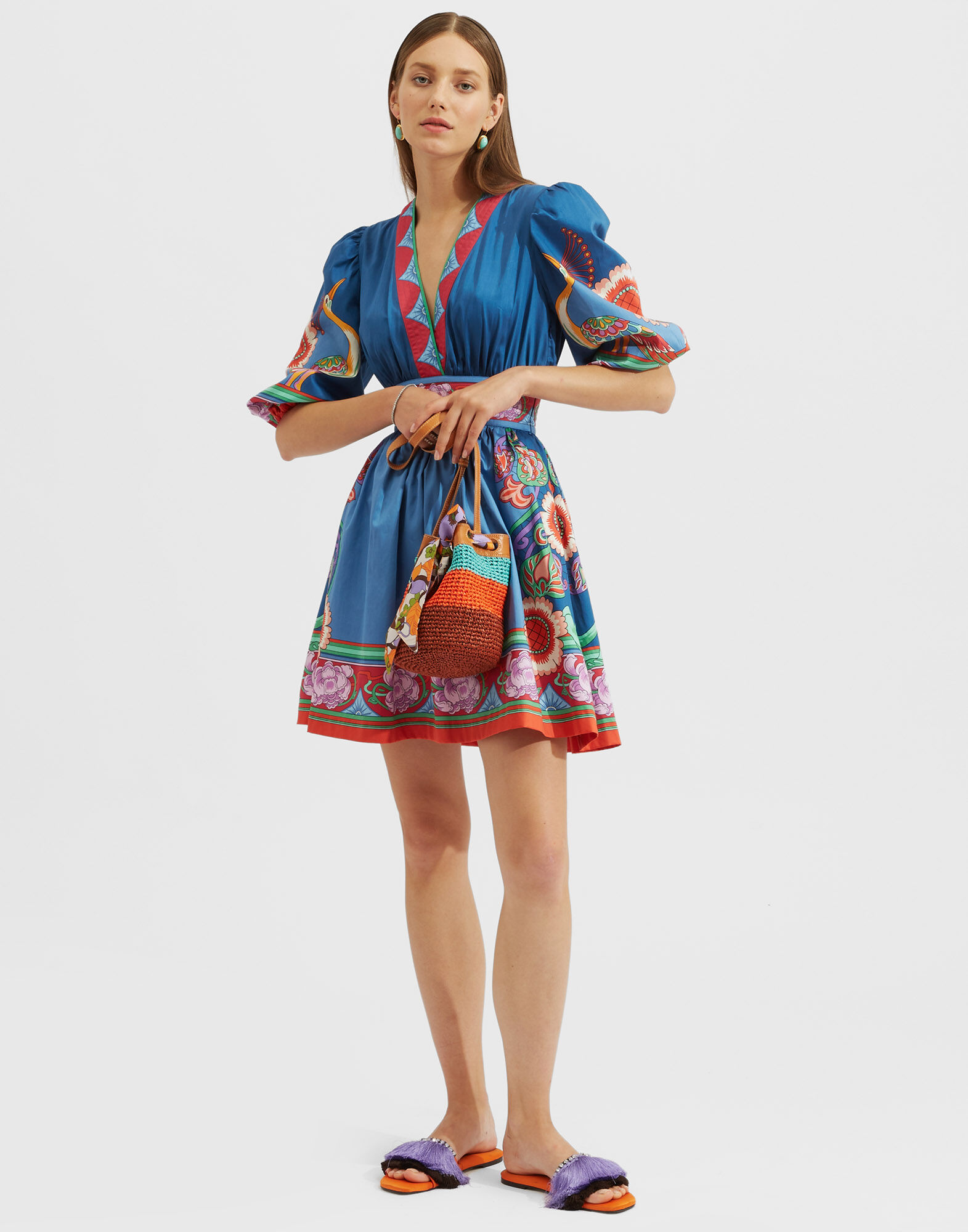 La DoubleJ Margherita Dress Taormina Plac&eacute;e Navy DRE0493COT044LRT01BU06