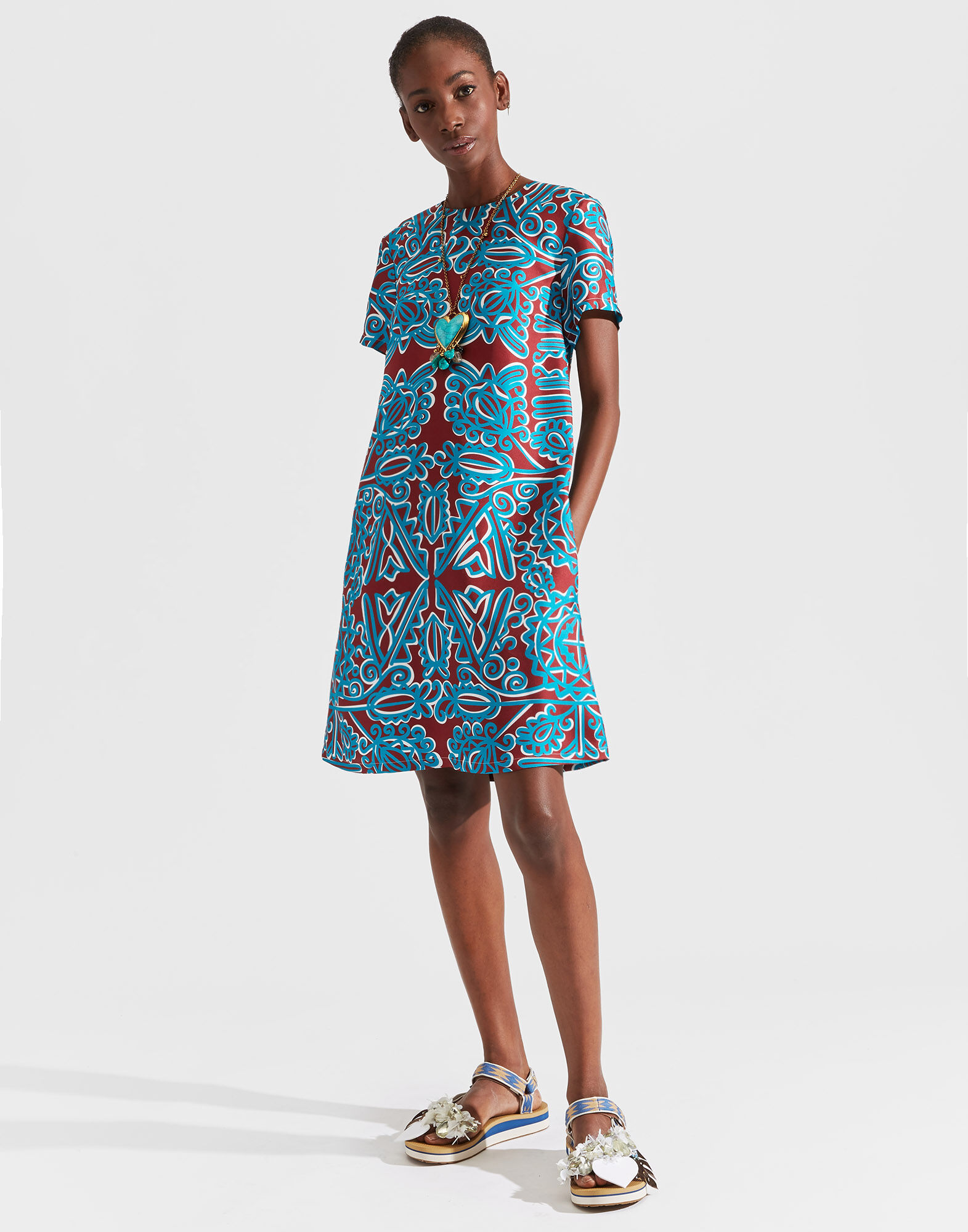 LaDoubleJ Mini Swing Dress Parnaveg Turchese DRE0159SIL001PRN0003