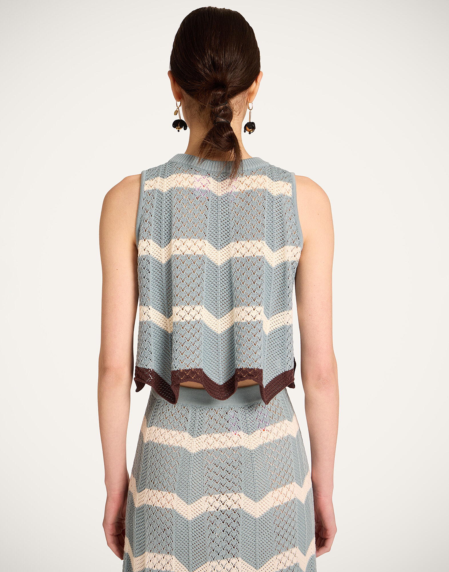 La DoubleJ Chevron Top Color Block Blue & Ivory PUL0145KNI084VA506BU03