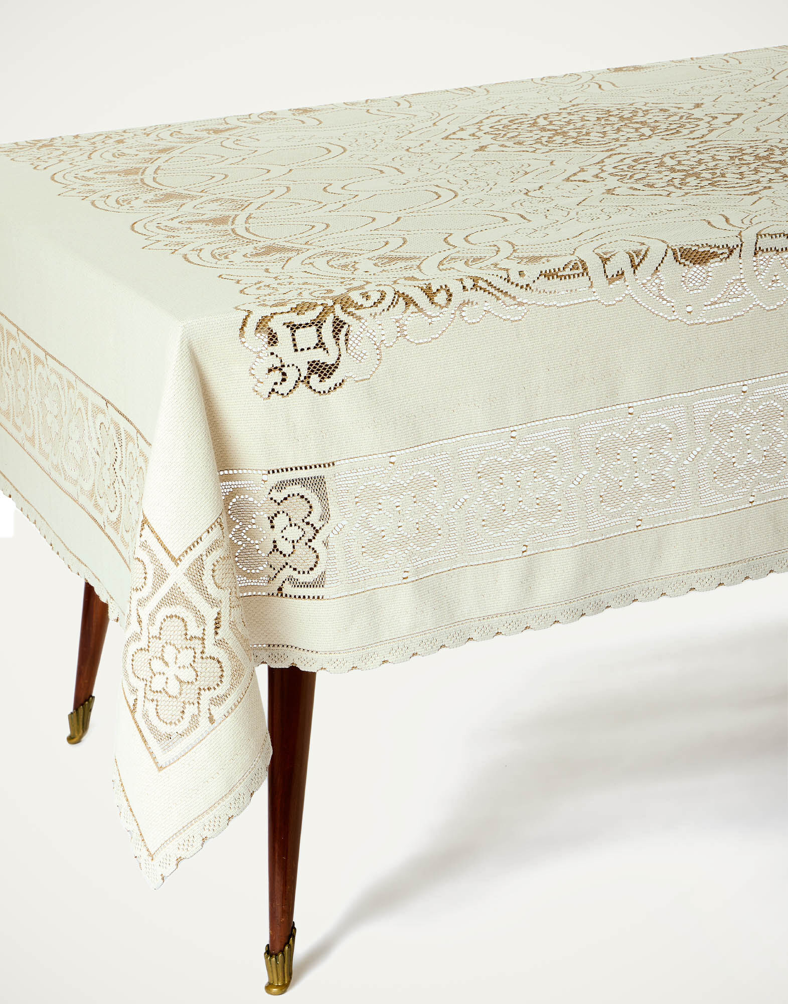 La DoubleJ Lacey Large Tablecloth Solid White Smoke TBC0015EMB066SOLIDWH02