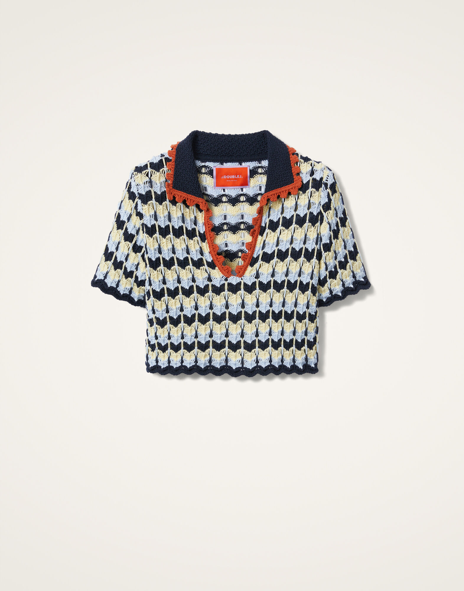 La DoubleJ Perry Knit Polo Multicolor Blue & Yellow PUL0247KNI149VA338MU01