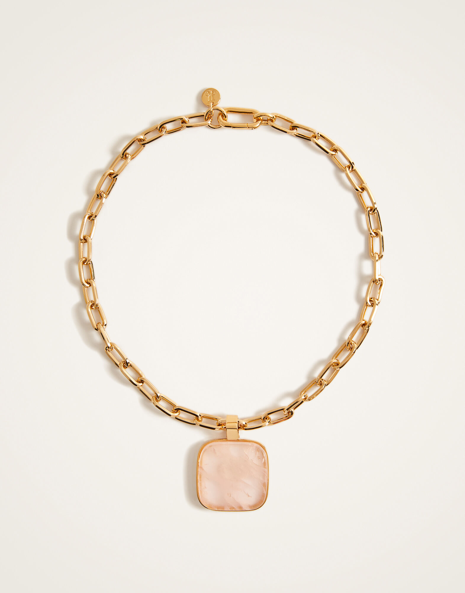 La DoubleJ Soul Pendant Necklace 24k Gold Plate & Pink Quartz NEC0017BRA003STO02YE05