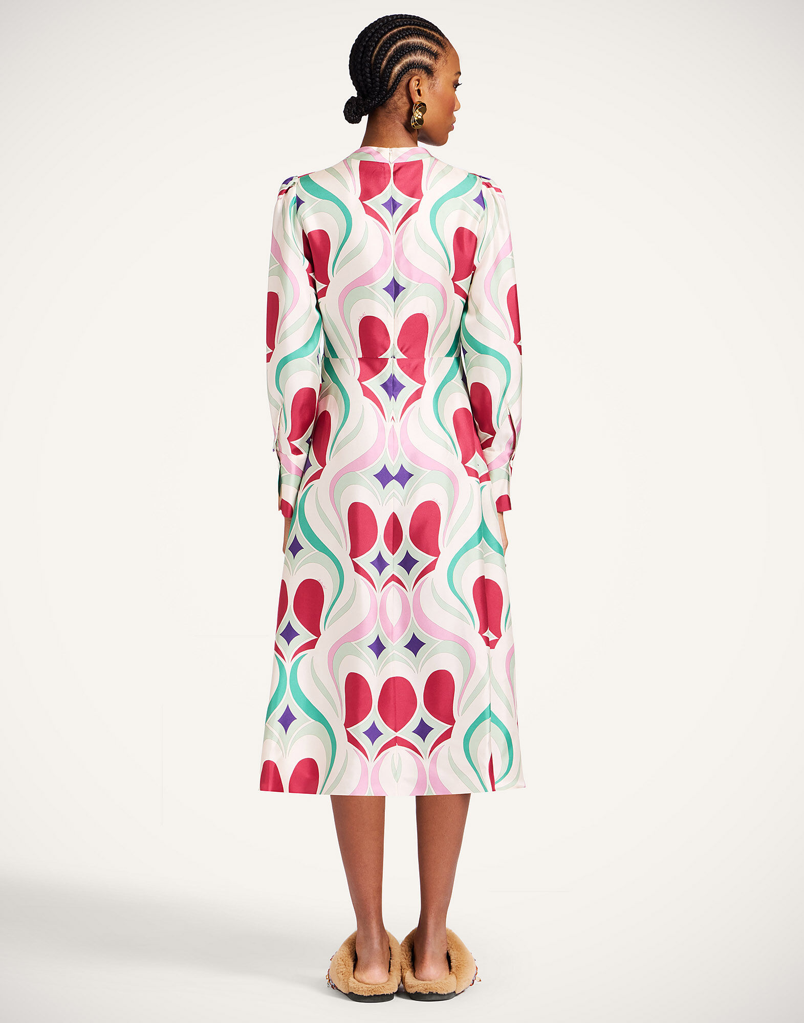 La DoubleJ Eve Midi Dress Macro Jive Ecru DRE0808SIL001JIV05BR05