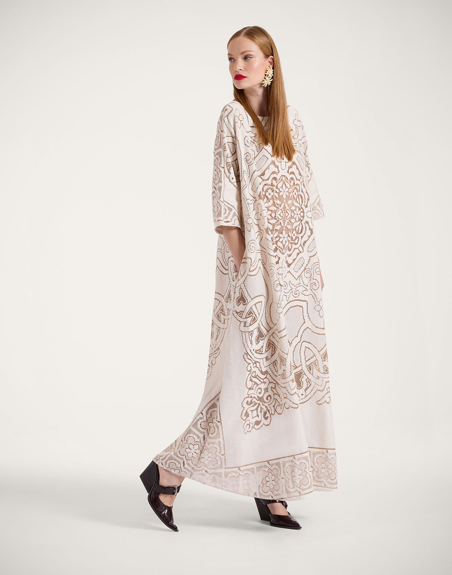 La DoubleJ Lacey Muumuu Dress Solid White Smoke DRE0632EMB006SOLIDWH02