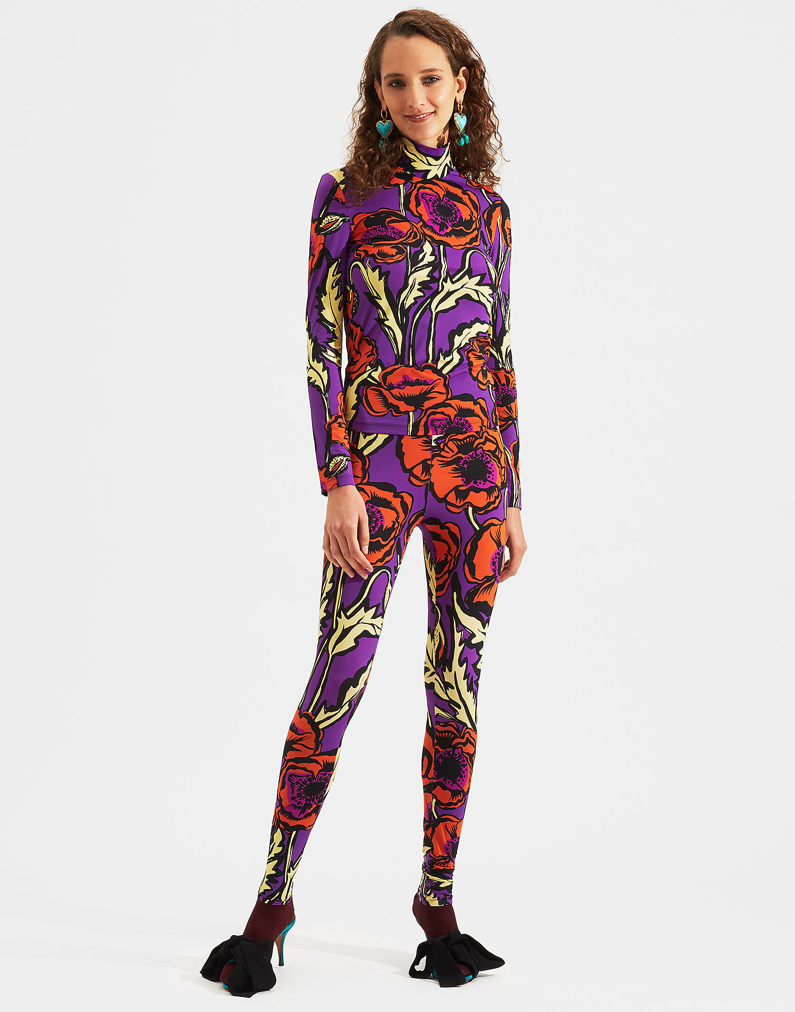 LaDoubleJ Leggings Big Blooms Viola TRO0013JER005PFI0004