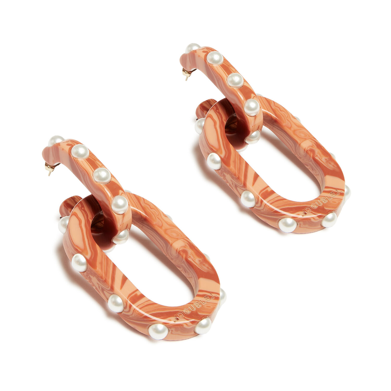 Shop La Doublej Nefertiti Double Earrings In Solid Pink