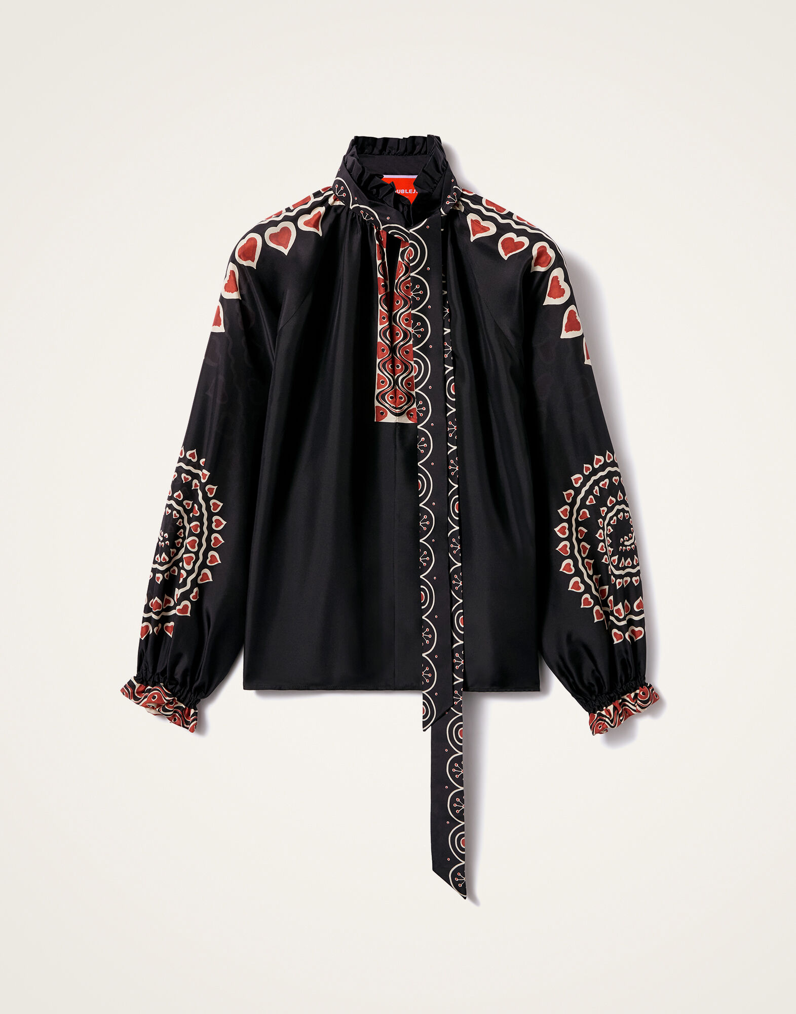 La DoubleJ Cerere Blouse Gattopardo Plac&eacute;e Black SHI0086SIL009GAT01BL01