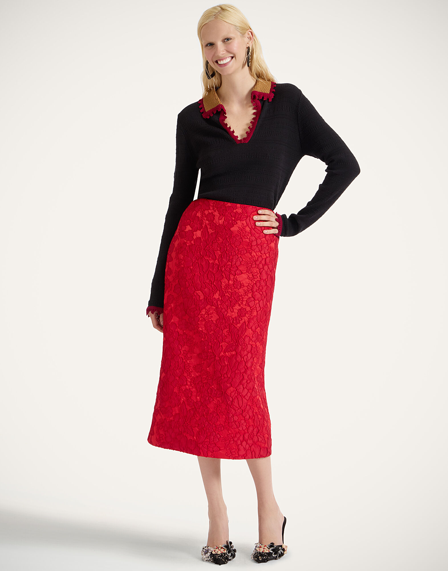 La DoubleJ Picket Polo Jumper Solid Black PUL0280KNI154SOLIDBL01