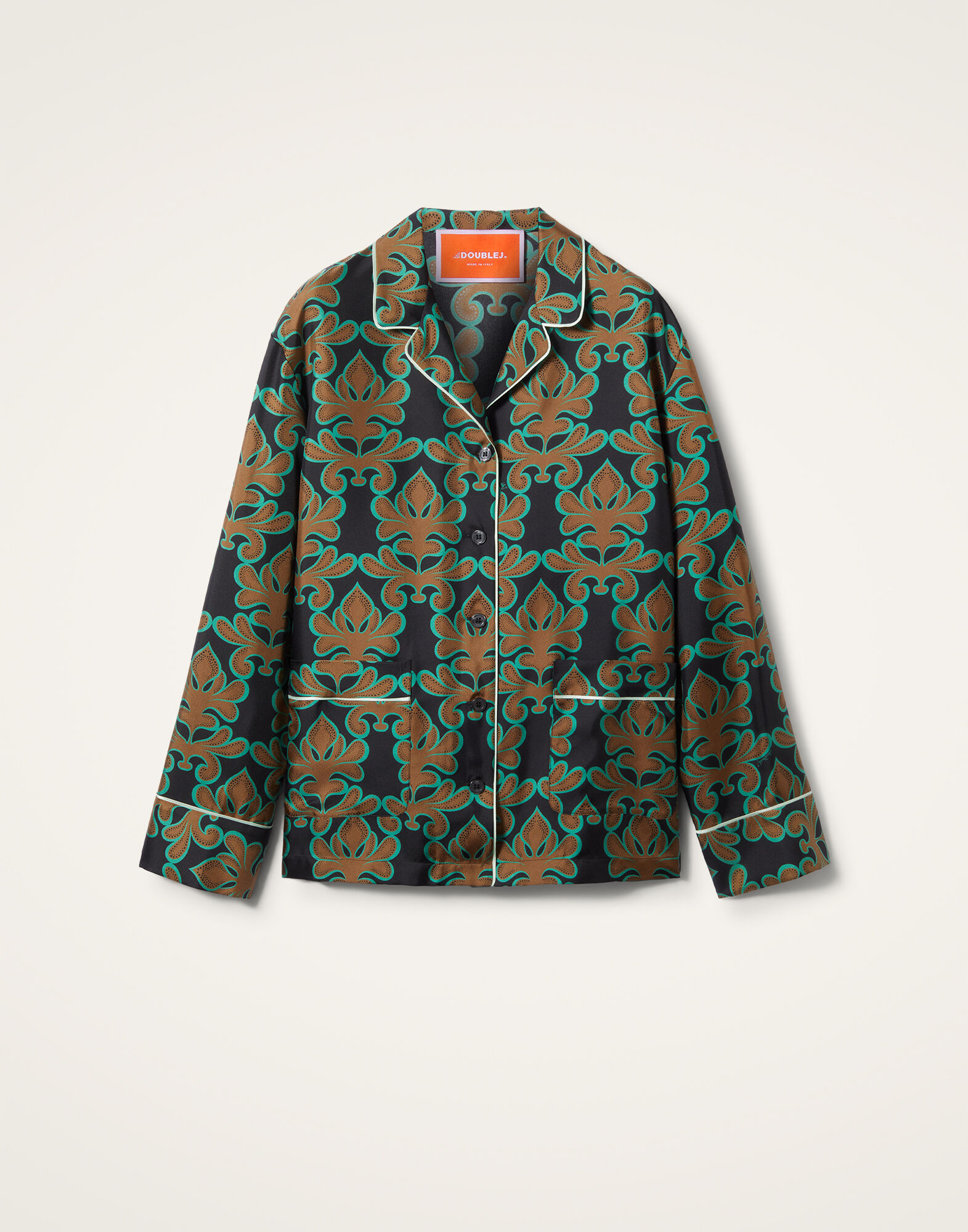 La DoubleJ Pajama Shirt Herald Black SHI0077SIL001ALD01BL01