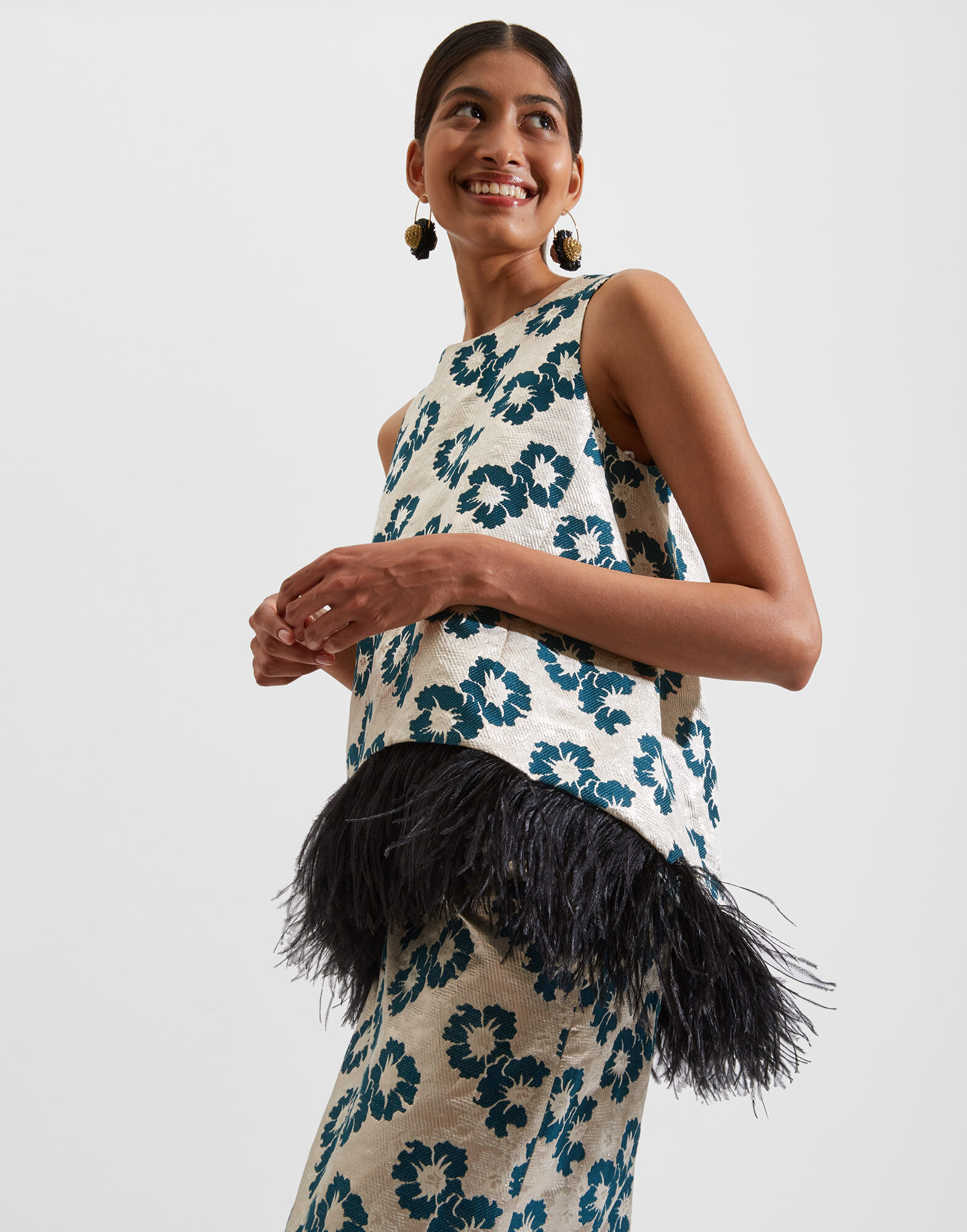 La DoubleJ La Scala Top (With Feathers) Pansy Party Jacquard TOP0013JAC027PAN0003