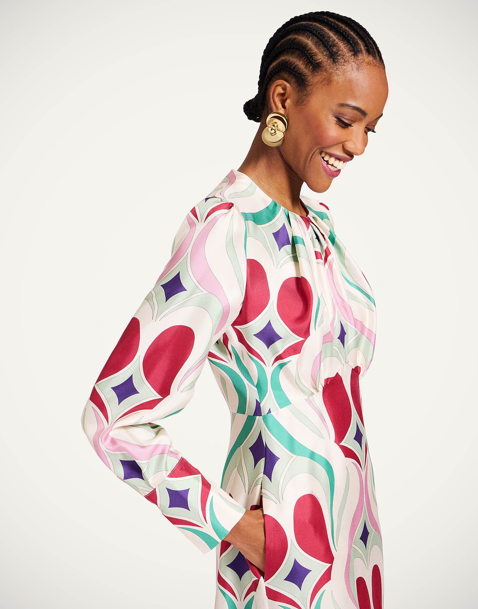 La DoubleJ Eve Midi Dress Macro Jive Ecru DRE0808SIL001JIV05BR05