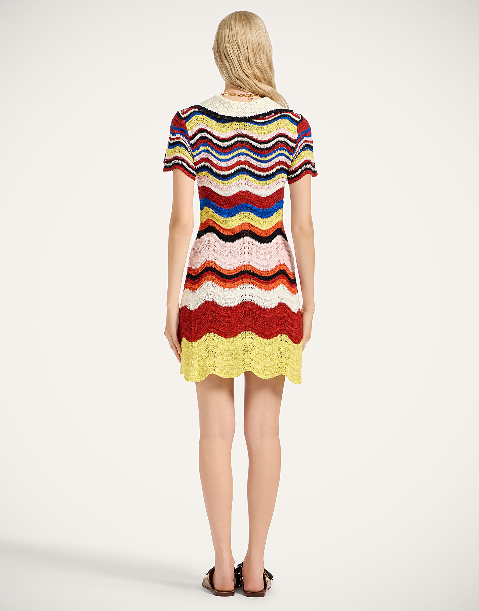 La DoubleJ Chevron Mini Dress Multicolor Pink & Red DRE0915KNI158VA365PI01