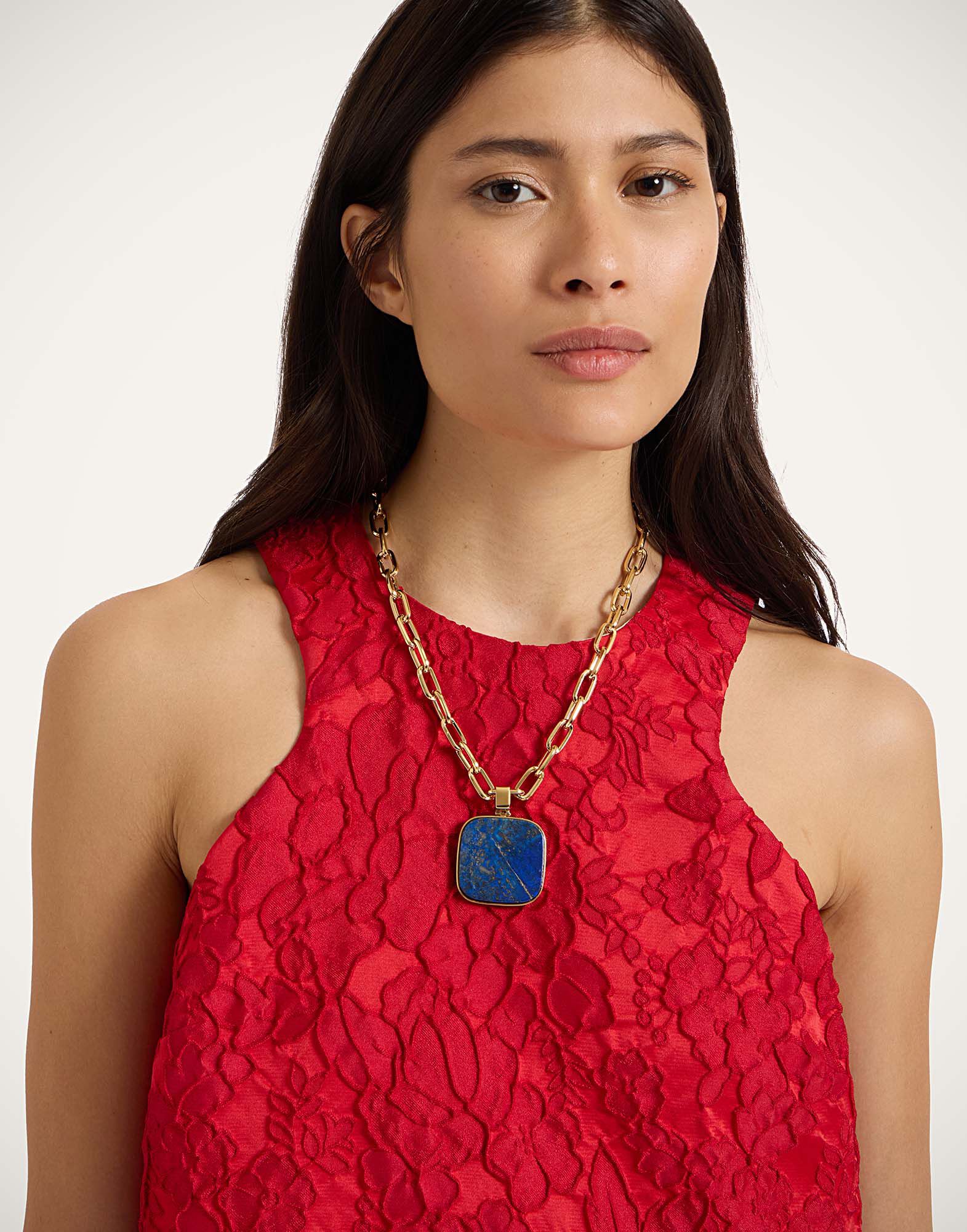 La DoubleJ Soul Pendant Necklace 24k Gold Plate & Lapis Lazuli NEC0017BRA003LAP01YE05