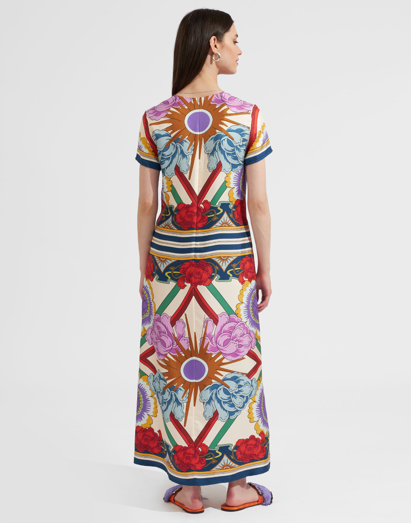 La DoubleJ Swing Dress Taormina Plac&eacute;e Rust DRE0128SIL006LRT01WH04