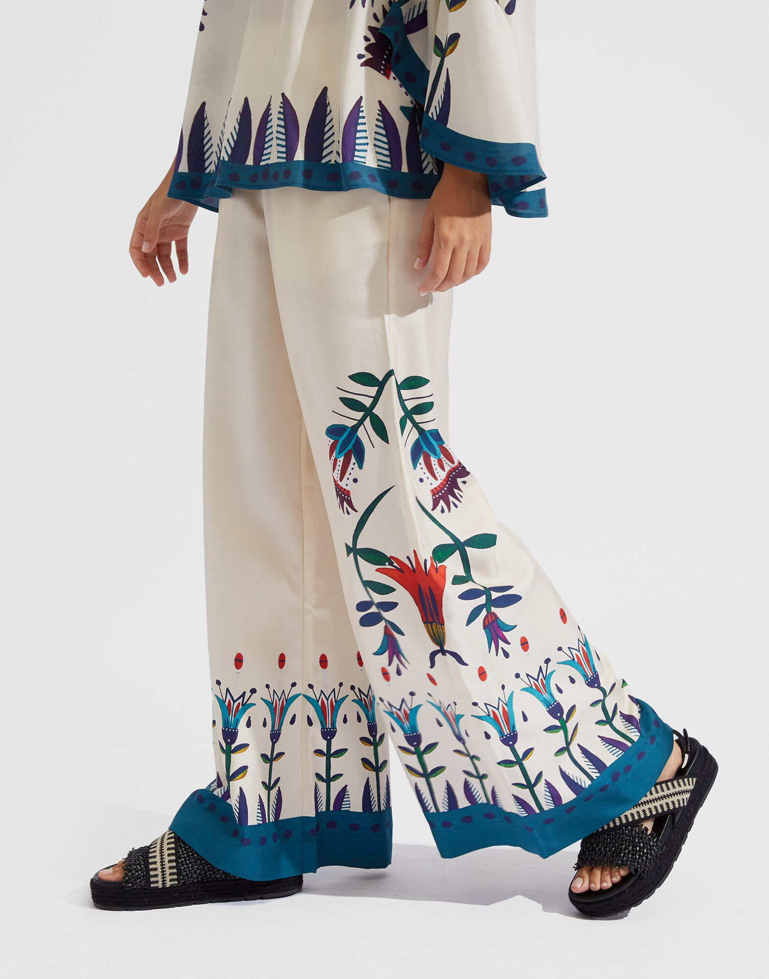 La DoubleJ Palazzo Pants Isis Avorio Plac&eacute;e TRO0026SIL006ISI0001