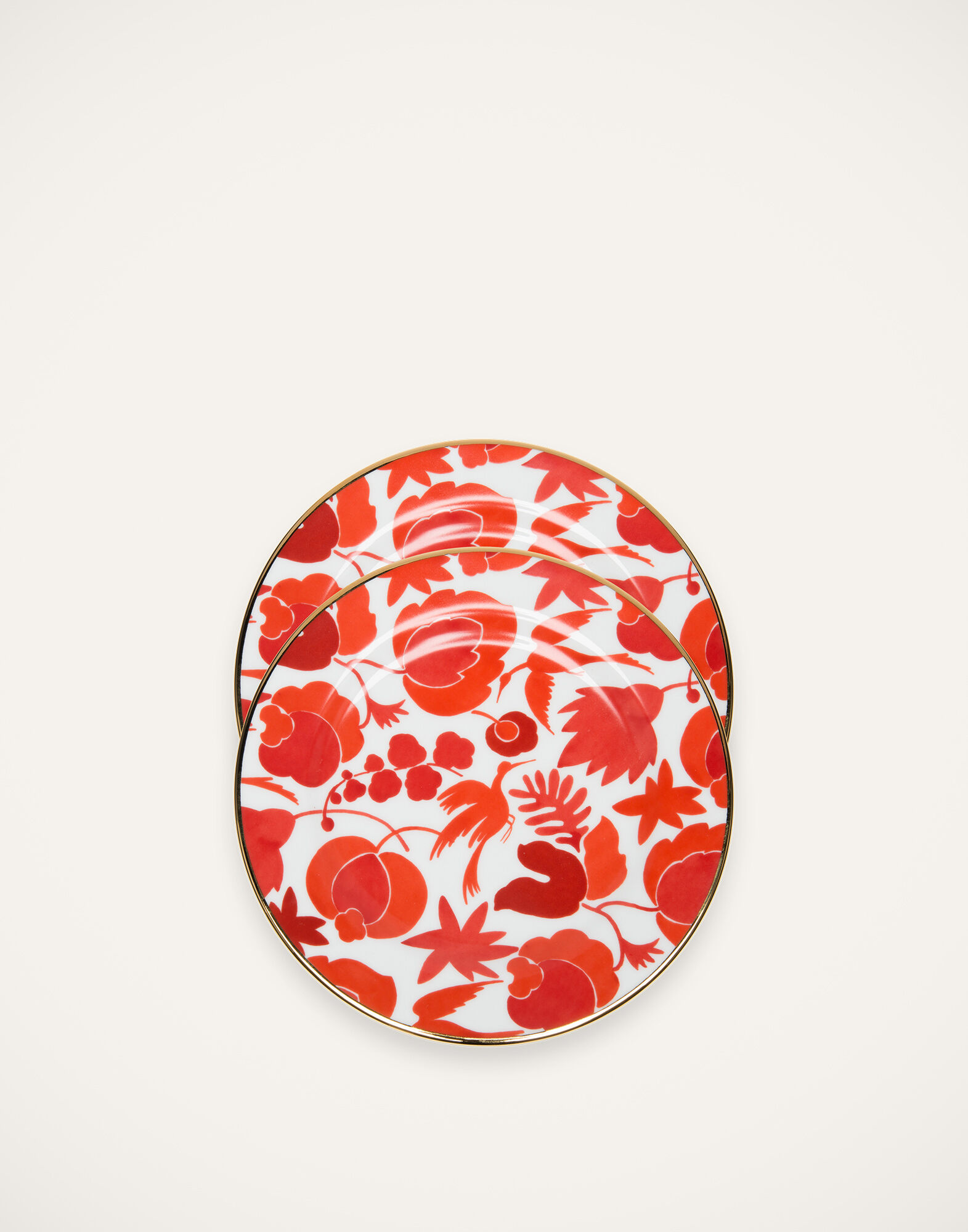 La DoubleJ Dessert Plate Set of 2 Wildbird Rosso/Bianco DIS0023CER001CER0012