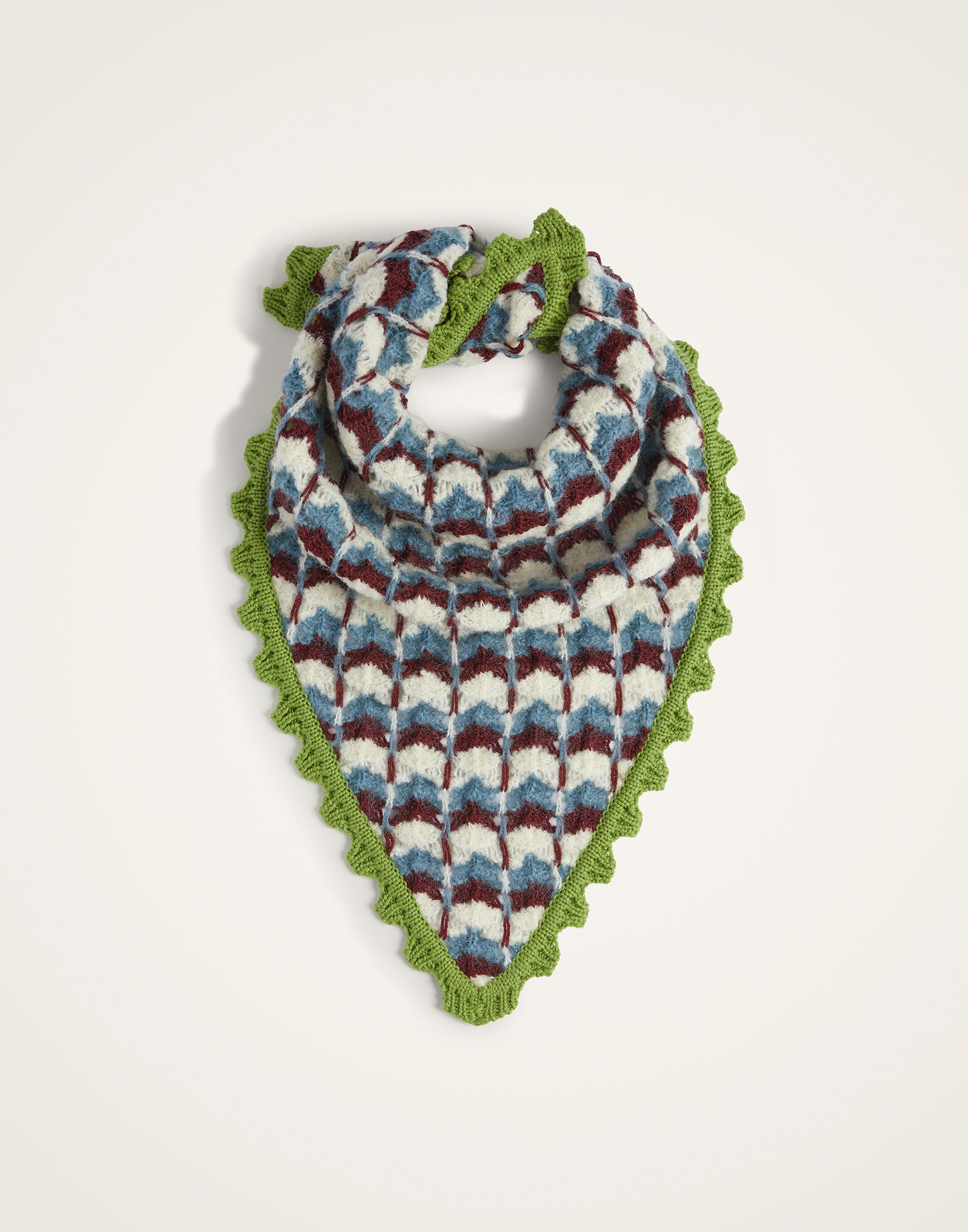 La DoubleJ Crochet Triangle Scarf Multicolor Blue & Burgundy SCA0068KNI168VA408RE02