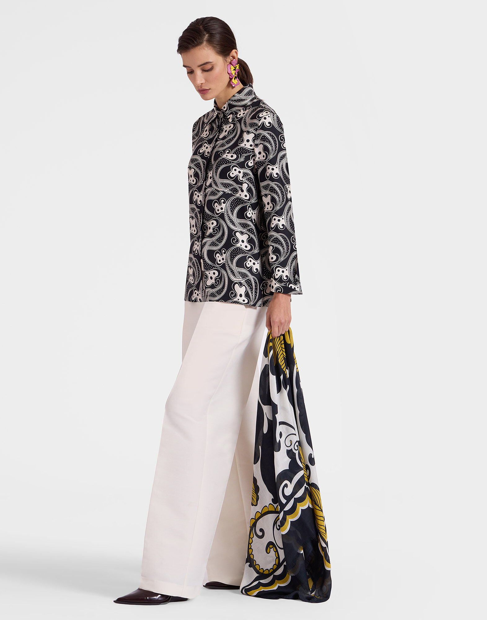 La DoubleJ Foulard 140 Marea Black & White SCA0055MOS001MRE01BL03