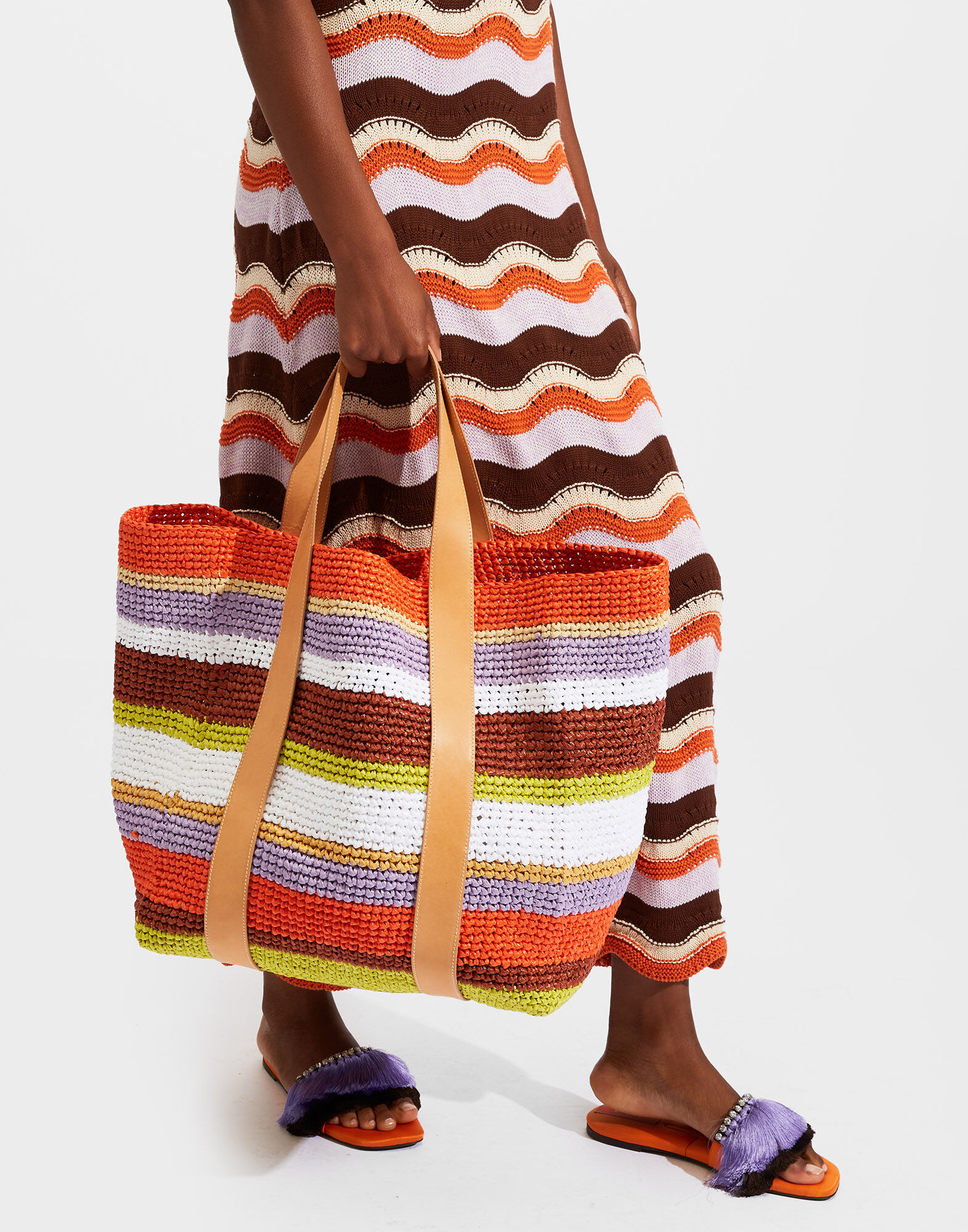 La DoubleJ Tote Raffia Bag Multicolor White BAG0042RAF003MUL0053