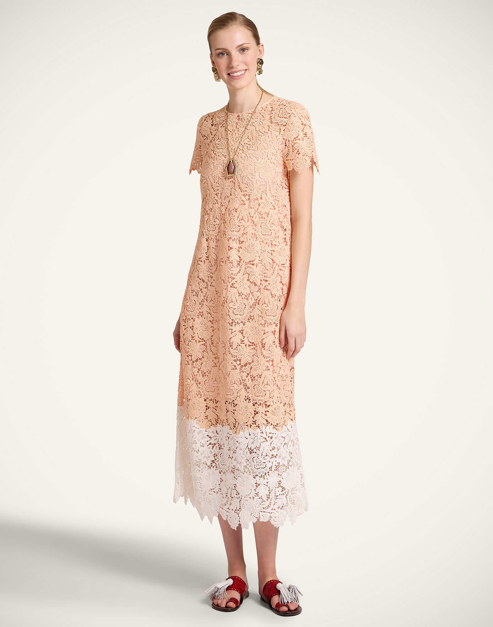 La DoubleJ Super Swing Dress Solid Apricot DRE1065LAC013SOLIDOR11