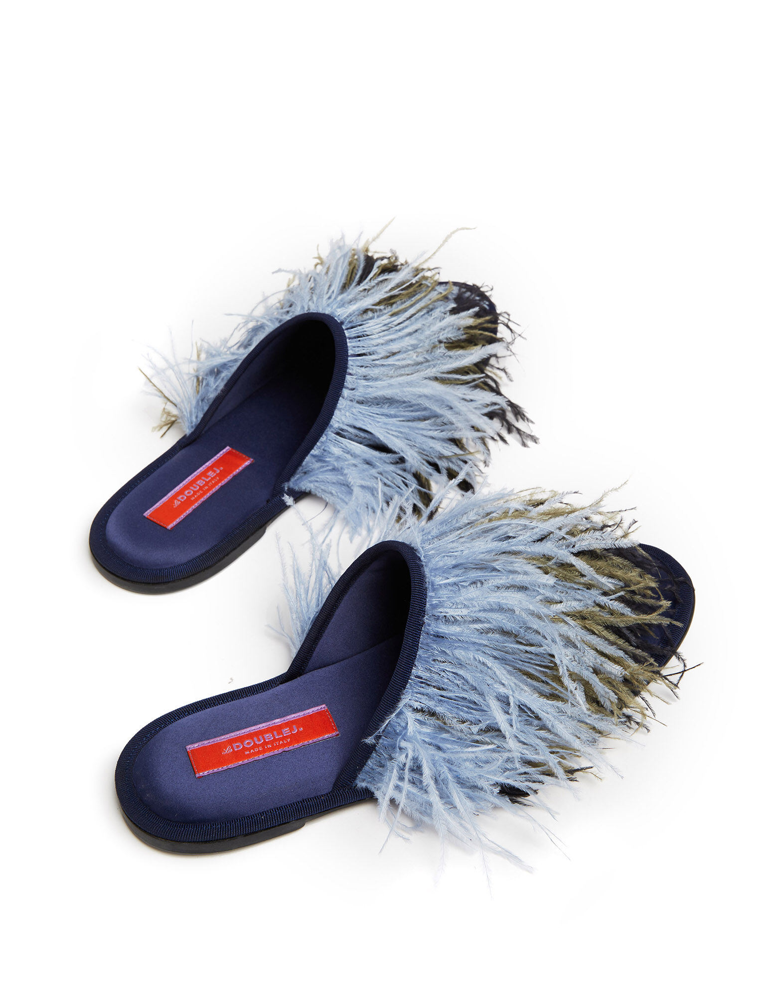 La DoubleJ Feather Slippers Solid Acquamarine SHO0007RAS007BLU0012