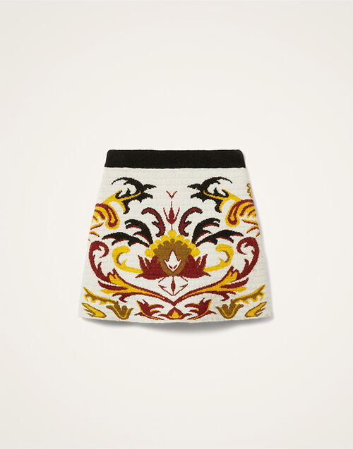 La DoubleJ In My Power Mini Skirt Multicolor Ivory & Red SKI0169KNI177VA402BR05
