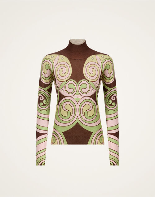 La DoubleJ Silky Turtleneck Kells Swirl Plac&eacute;e Burgundy PUL0302KNI172VA513RE07