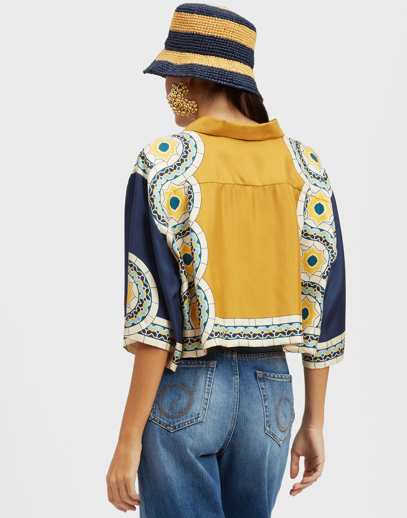 La DoubleJ Short Shirt Mudejar Plac&eacute;e Blue SHI0087SIL006MUD01BU03