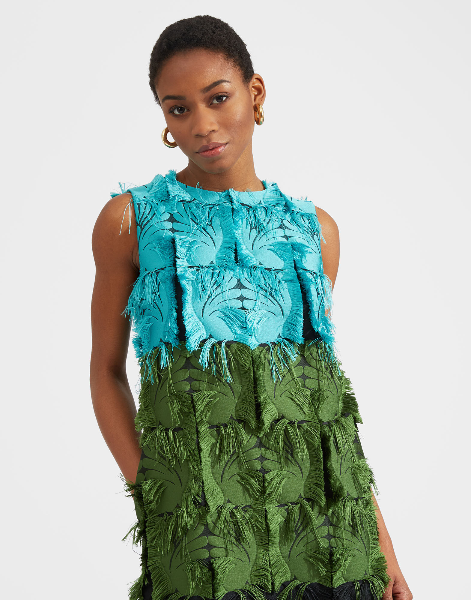 La DoubleJ Column Dress Green DRE0389JAC031MUL0059